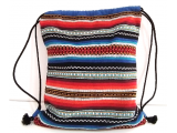 Mochila Etnica estilo Jacquard. Color Azul-Multicolor